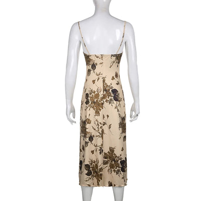 Holiday Sexy Rose Lace Up  Long Women Dress